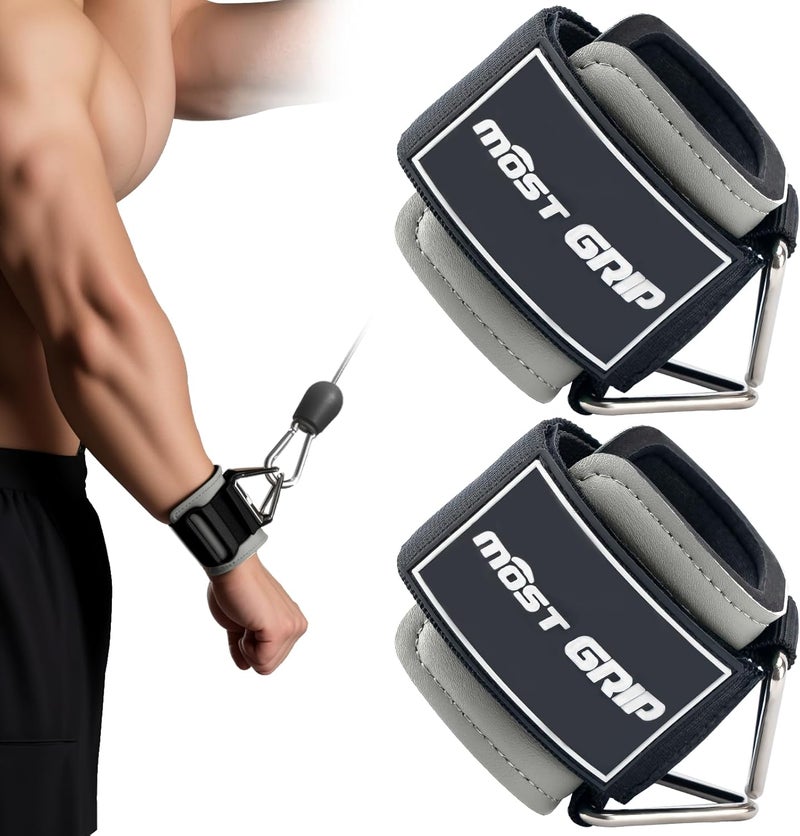 MOST GRIP Wrist Cuffs with D-Ring, Wrist Wraps for Weightlifting with Neoprene Padding, Wrist Straps for Cable Machines - Image 1